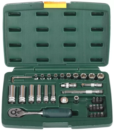 Набор KRAFTOOL &quot;INDUSTRIE QUALITAT&quot; Торцовые головки, 1/2&quot;, 1/4&quot;, 37 предметов 27881-H37 купить в Тюмени