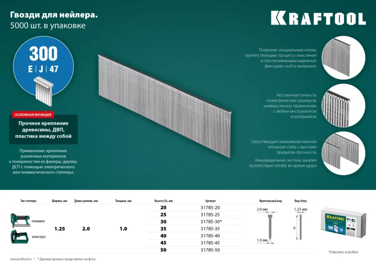 Гвозди тип 18GA (47 / 300 / F) 5000 шт 31785-20 купить в Тюмени