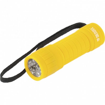 Фонарь светодиодный желтый корпус с мягким покрытием 9 Led 3хААА Denzel 92613 купить в Тюмени