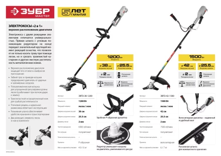 Триммер электрический (электрокоса) ЗКРЭ-42-1500 серия МАСТЕР купить в Тюмени