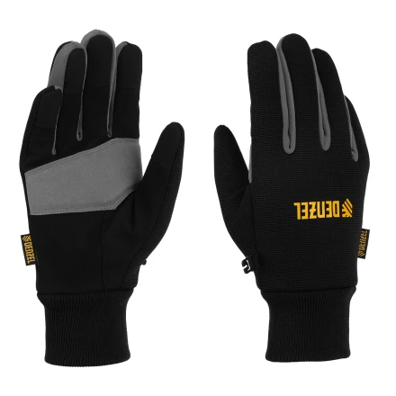 Перчатки универсальные, двойные, работа с сенсорным экраном, вязаная манжета, размер 10// Denzel 68094 купить в Тюмени