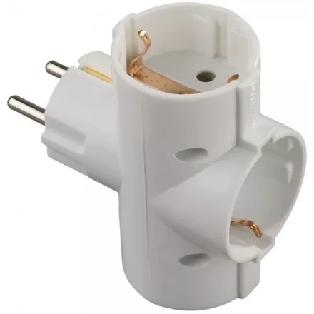 Тройник СВЕТОЗАР электрический с заземлением, 3 гнезда SV-55093 купить в Тюмени