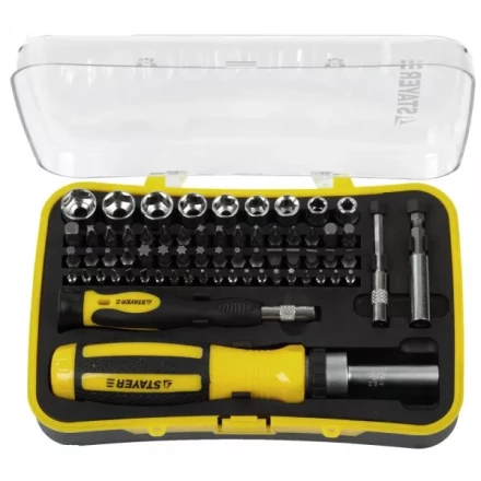 Набор STAYER &quot;MASTER&quot;: Отвертка реверсивная с эргономичной ручкой, с насадками, в пластмассовом боксе, 65 предметов 25310-H65 купить в Тюмени