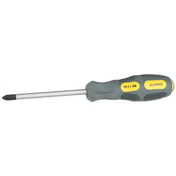 Отвертка STAYER "PROFESSIONAL" "MAX-GRIP" ударная, двухкомпонентная рукоятка, магнит наконечник, Cr-V, PH №3x150мм 25824-3-150 G купить в Тюмени