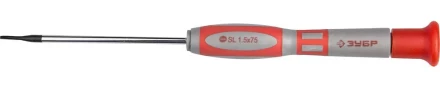 Отвертка ЗУБР &quot;МАСТЕР&quot; для точных работ, Cr-V, SL 1,5x75мм 25631-1.5-075 купить в Тюмени