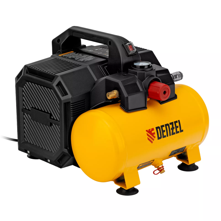 Компрессор Denzel DLS750/6 58019 безмасляный малошумный 750 Вт, 140 л/мин,ресивер 6 л купить в Тюмени