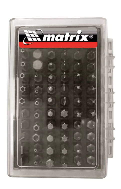 Набор бит с магнитным держателем, CrV,61шт MATRIX 11387 купить в Тюмени