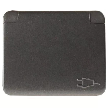 Розетка СВЕТОЗАР &quot;ГАММА&quot; с заземлением, одинарная с крышкой, без вставки и рамки, цвет темно-серый металлик, 16А/~250В SV-54110-DM купить в Тюмени