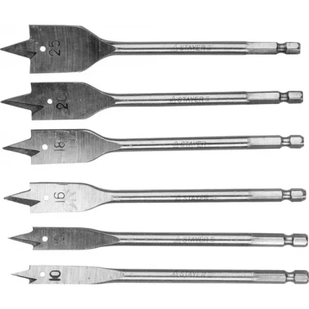 Набор перовых сверл по дереву, 6шт( d=10-25), STAYER 2950-H6 2950-H6 купить в Тюмени