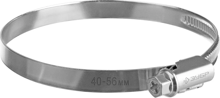 ЗУБР Х-9Н, 40 - 56 мм, накатная лента 9 мм, цинк, 50 шт, червячный хомут (37807-56) купить в Тюмени
