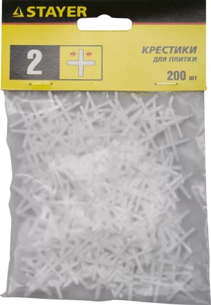 Крестики для кафеля, 2мм, STAYER 3380-2, 200шт 3380-2 купить в Тюмени