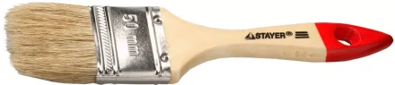 Кисть плоская STAYER &quot;UNIVERSAL-STANDARD&quot;, светлая натуральная щетина, деревянная ручка, 50мм 0101-050 купить в Тюмени