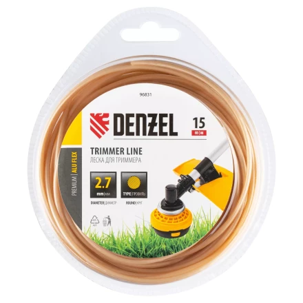 Леска для триммера армированная алюминием круглая, 2,7мм х 15м, блистер ALUFLEX Denzel 96831 купить в Тюмени