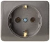 Розетка СВЕТОЗАР &quot;ГАММА&quot; с заземлением, одинарная, без вставки и рамки, цвет темно-серый металлик, 16А/~250В SV-54105-DM купить в Тюмени