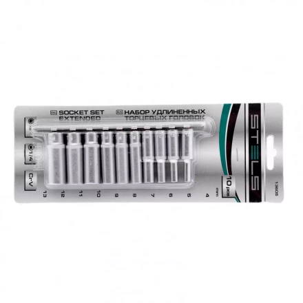 Набор удлиненных торцевых головок 1/4 шестигранные CrV 10 шт 4-13 мм Stels 13605 купить в Тюмени