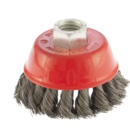 Щетка для УШМ 65 мм М14 "чашка" крученая проволока 0,8 мм MTX 74621 купить в Тюмени