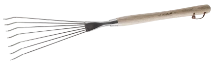 Грабельки ЗУБР &quot;ЭКСПЕРТ&quot; веерные из нержавеющей стали, деревянная ручка из ясеня, 7 круглых зубцов, 290х120х605мм 4-39475_z01 купить в Тюмени