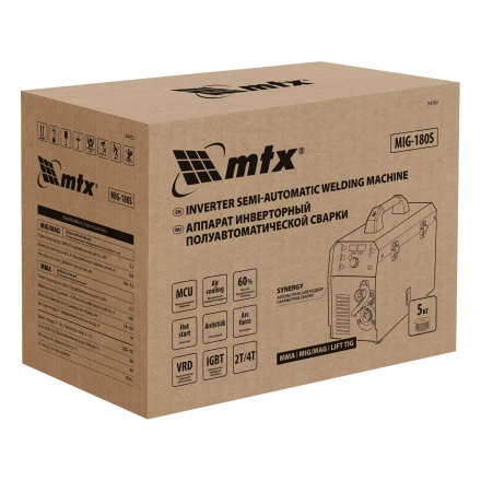 Аппарат инвертор. полуавтомат. cварки MTX MIG-180S 94302, 180A, ПВ 60%, катушка 5 кг купить в Тюмени