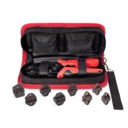 Пресс-клещи КВТ СТС+8 с 8 матрицами для опрессовки автоклемм, втулочных, изолированных и неизолированных наконечников, Dupont (набор) (89225)