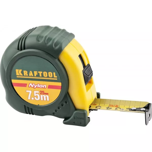 Рулетка KRAFTOOL "EXPERT" с нейлоновым покрытием, обрезин корпус, 7,5/25мм 34122-08_z01 купить в Тюмени