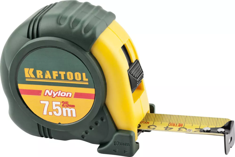Рулетка KRAFTOOL "EXPERT" с нейлоновым покрытием, обрезин корпус, 7,5/25мм 34122-08_z01 купить в Тюмени