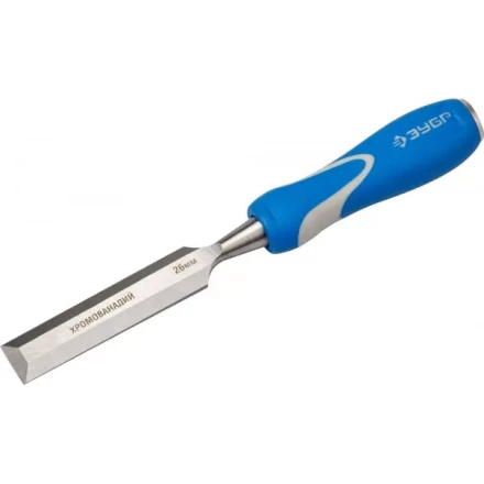 Стамеска ЗУБР &quot;ЭКСПЕРТ&quot; с ударопрочной двухкомпонетной ручкой и стальным затыльником для ударных работ, 26мм 18097-26 купить в Тюмени