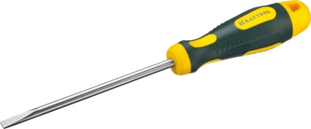 Отвертка KRAFTOOL, Cr-Mo-V сталь, двухкомпонентная противоскользящая рукоятка, SL, 6,0x125мм 250071-6.5-125 купить в Тюмени