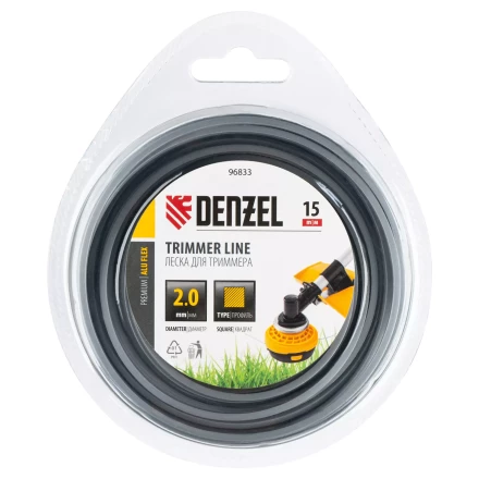 Леска для триммера армированная алюминием квадратная, 2,0мм х 15м, блистер ALUFLEX Denzel 96833 купить в Тюмени