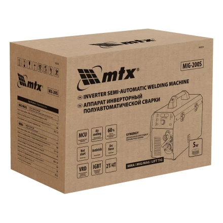 Аппарат инвертор. полуавтомат. cварки MTX MIG-200S, 200A, ПВ 60%, катушка 5 кг купить в Тюмени