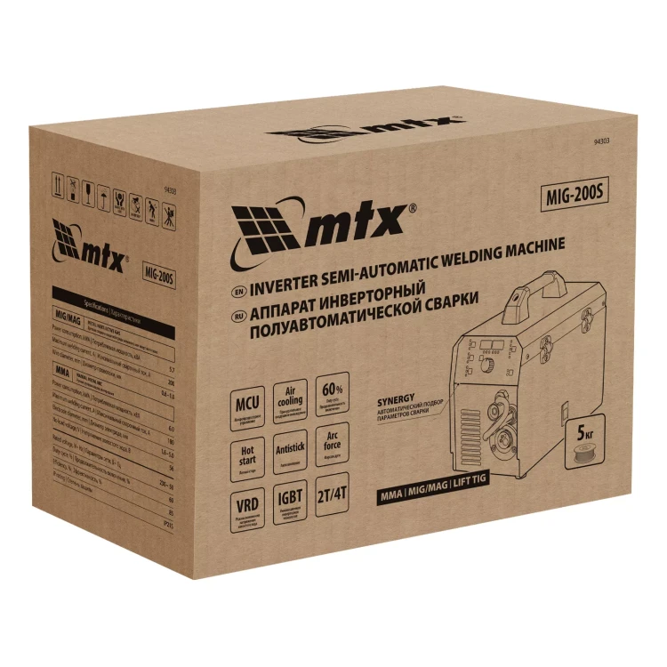 Аппарат инвертор. полуавтомат. cварки MTX MIG-200S, 200A, ПВ 60%, катушка 5 кг купить в Тюмени