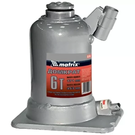 Домкрат гидравлический бутылочный телескопический 6 т подъем 171–453 мм MATRIX 507405 купить в Тюмени