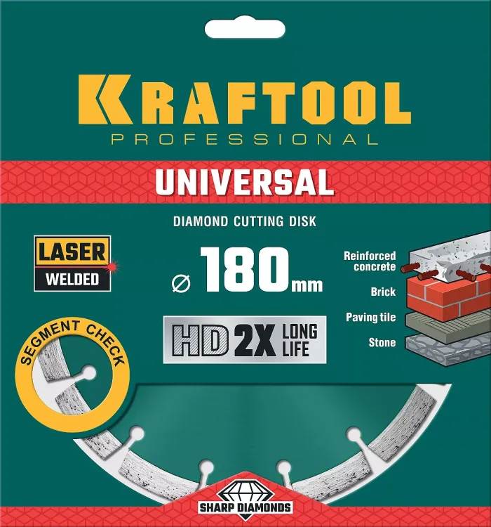 Диск алмазный отрезной для УШМ UNIVERSAL 36680-180 купить в Тюмени