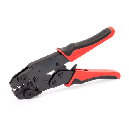 Пресс-клещи КВТ СТО+5 с 5 матрицами МПК для опрессовки разъемов, втулочных, изолированных и неизолированных наконечников (набор) (90777) купить в Тюмени