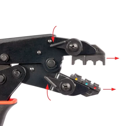 Пресс-клещи КВТ СТО+5 с 5 матрицами МПК для опрессовки разъемов, втулочных, изолированных и неизолированных наконечников (набор) (90777) купить в Тюмени