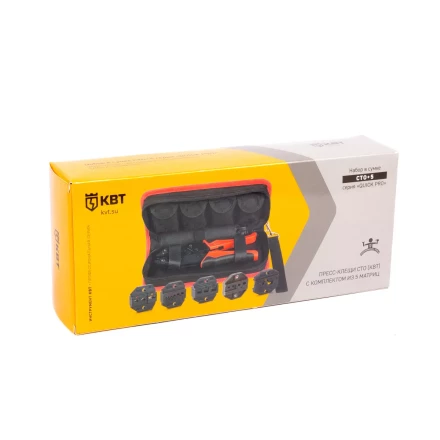 Пресс-клещи КВТ СТО+5 с 5 матрицами МПК для опрессовки разъемов, втулочных, изолированных и неизолированных наконечников (набор) (90777) купить в Тюмени