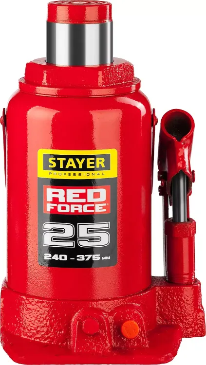 Домкрат гидравлический бутылочный "RED FORCE", 25т, 240-375 мм, STAYER 43160-25 43160-25_z01 купить в Тюмени