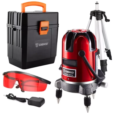 Уровень лазерный LL57 SET4 DEKO, 065-0296, в пластиковом кейсе со штативом купить в Тюмени