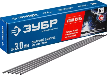 ЗУБР Д 3.0 х 350 мм, 5 кг в коробке, УОНИ 13/55 с основным покрытием, электрод сварочный, Профессионал (40025-3.0) купить в Тюмени