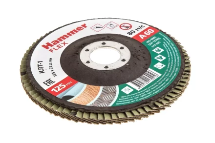 Круг Лепестковый Торцевой (КЛТ) HAMMER КЛТ 1 Ф125х22 Р60 213-025 купить в Тюмени