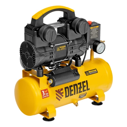 Компрессор безмасл. малошумный DLP-950/10, 950Вт,10 л, 2850 об/мин, 170 л/мин// Denzel 58141 купить в Тюмени