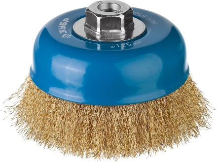 ЗУБР &quot;ПРОФЕССИОНАЛ&quot;. Щетка чашечная для УШМ, витая латунированная стальная проволока 0,3мм, 125ммхМ14 3526-125_z02 купить в Тюмени