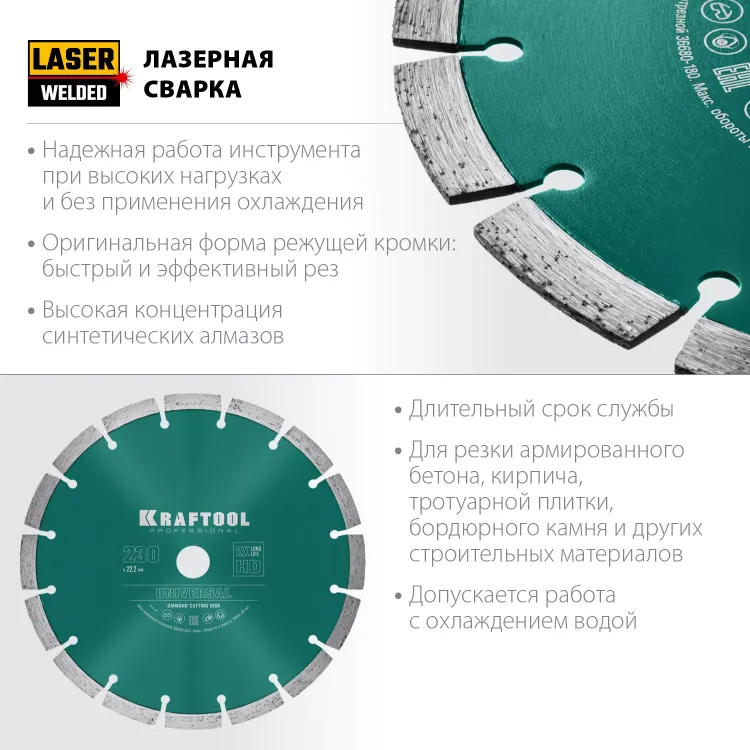 Диск алмазный отрезной для УШМ UNIVERSAL 36680-230 купить в Тюмени
