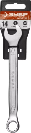 Ключ ЗУБР &quot;МАСТЕР&quot; гаечный комбинированный, Cr-V сталь, хромированный, 14мм 27087-14 купить в Тюмени