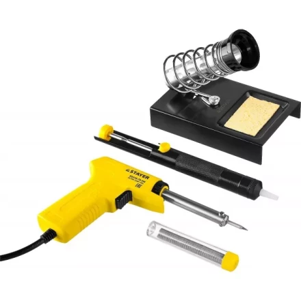 Набор для паяльных работ STAYER &quot;PROFI&quot; PROTerm, 55315-70-H4 паяльник 55307 + подставка + припой + шприц, 60 Вт 55315-70-H4 купить в Тюмени
