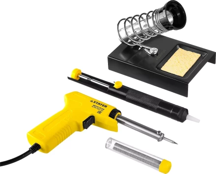Набор для паяльных работ STAYER &quot;PROFI&quot; PROTerm, 55315-70-H4 паяльник 55307 + подставка + припой + шприц, 60 Вт 55315-70-H4 купить в Тюмени