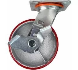Аппаратное поворотное колесо большегрузное с тормозом HITCH 140*50 полиуретан SCpb63 (SZ085015)
