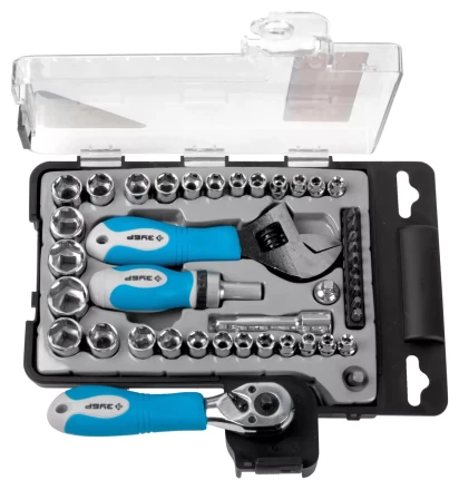 Набор ЗУБР Слесарно-монтажный инструмент &quot;ЭКСПЕРТ&quot;, ключ развод.,отвертка реверс. с насадками, пласт.бокс, 43пред. 25290-H43 купить в Тюмени