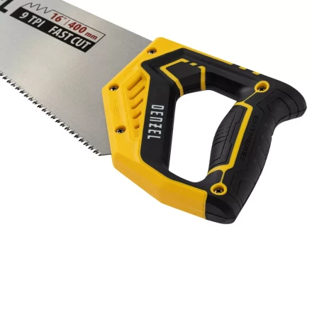 Ножовка по дереву, 400 мм, 11 TPI, зуб 3D, двухкомпонентная рукоятка Denzel 24146 купить в Тюмени