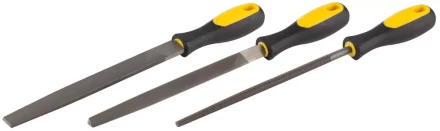 Набор STAYER &quot;PROFI&quot;: Напильники с двухкомпонентной рукояткой, плоский, трехгранный, круглый, №2, 200мм 16610-H3 купить в Тюмени