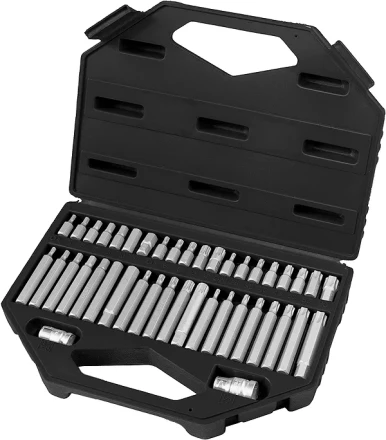 Набор бит HEX, TORX, SPLINE, хвостовик-шестигранник 1/2&quot;,CrV, 42шт  STELS 11318 купить в Тюмени